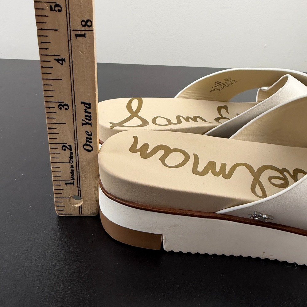 Sam Edelman Audrea Slide Sandals Womens 9.5M White Leather Crisscross Strap - Picture 14 of 15